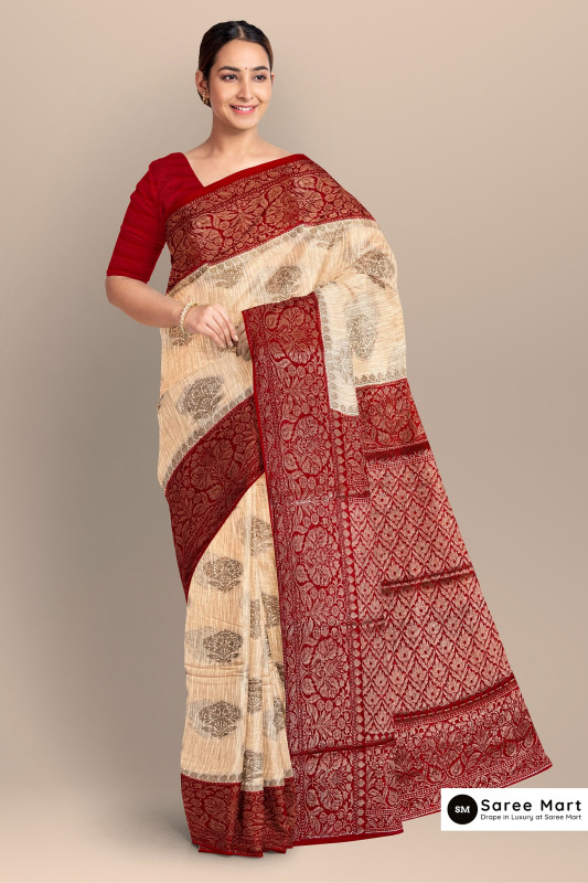 Safed | White Buta Matka Cotton Saree