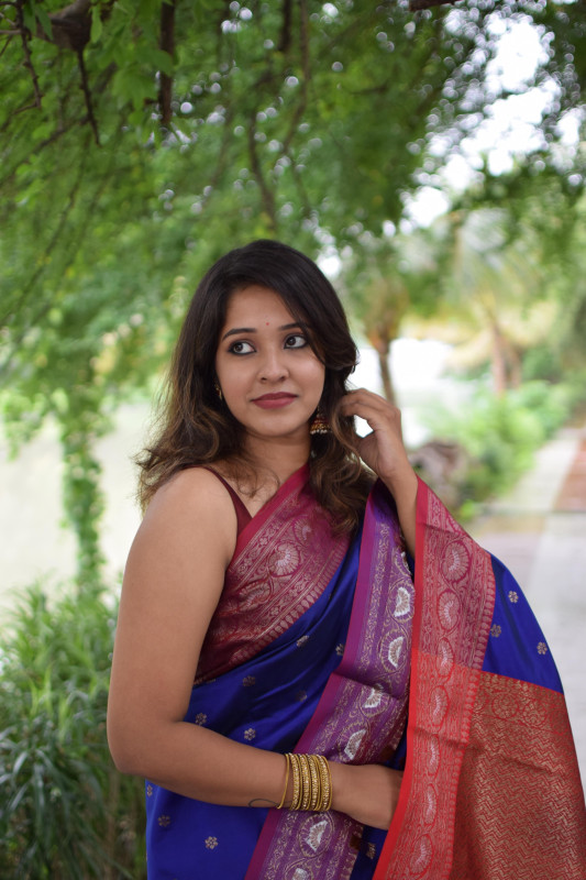 Blue Banarasi Silk Saree