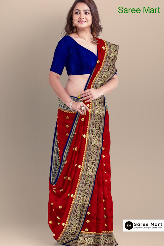 Maroon Tissue silk Saree