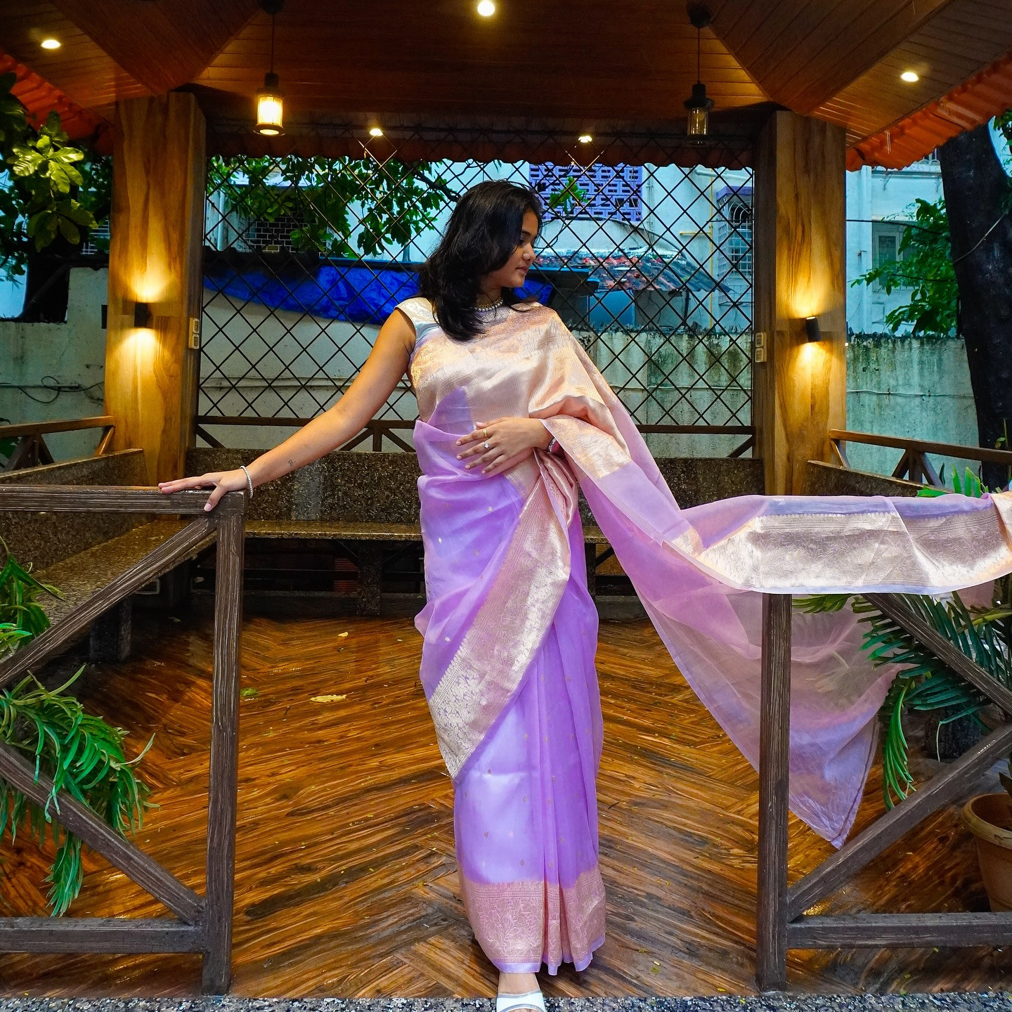 Purple Georgette Saree
