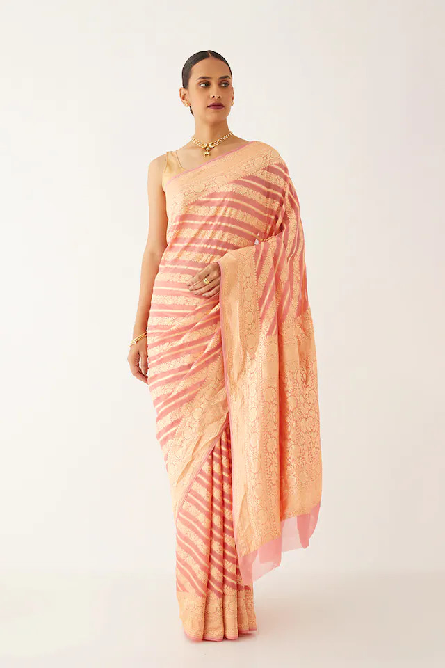 Orange georgette saree