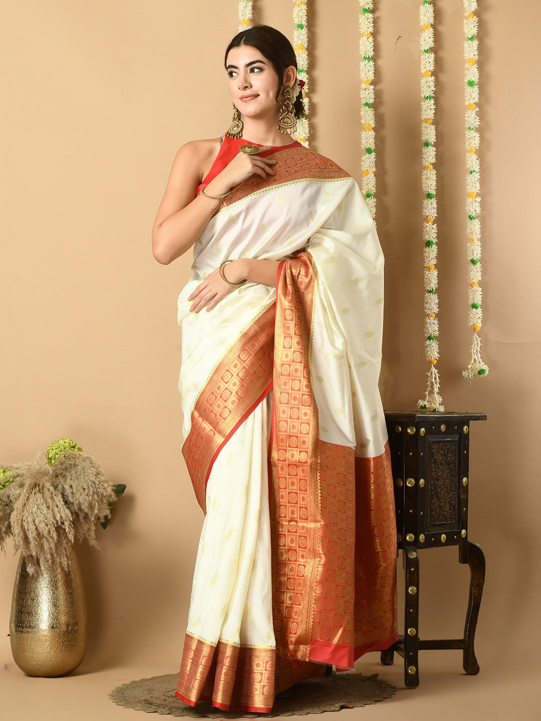 Safed | White Banarasi Silk Saree