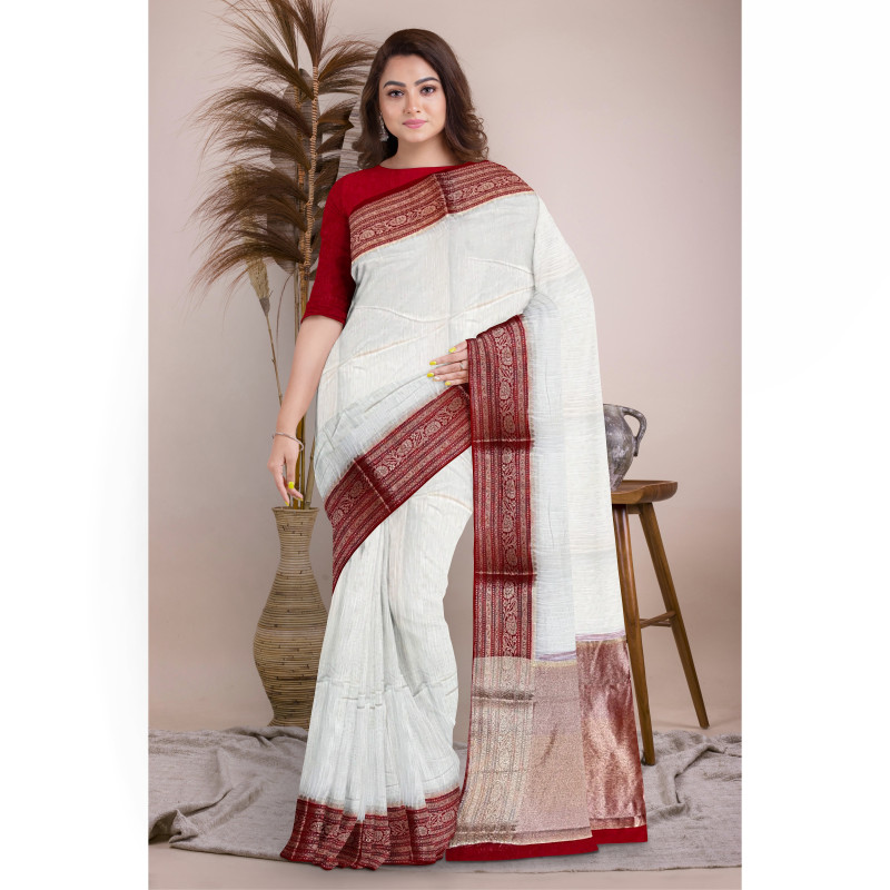 Safed | White Matka Cotton Saree